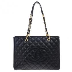 Pre Owned Chanel Black Caviar Grand Shopper Tote