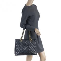 Pre Owned Chanel Black Caviar Grand Shopper Tote