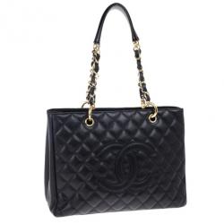 Pre Owned Chanel Black Caviar Grand Shopper Tote