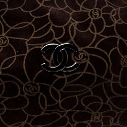 Pre Owned Chanel Brown Suede Camellia Embossed Hobo