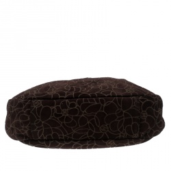 Pre Owned Chanel Brown Suede Camellia Embossed Hobo