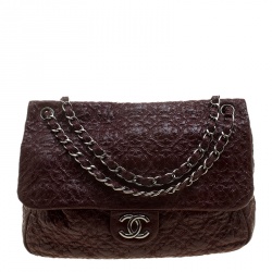 Chanel Burgundy Patent Leather Rock in Moscow Jumbo Classic Flap Bag Chanel