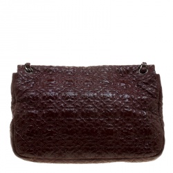 Pre Owned Chanel Burgundy Patent Leather Rock in Moscow Jumbo Classic Flap Bag