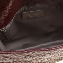 Pre Owned Chanel Burgundy Patent Leather Rock in Moscow Jumbo Classic Flap Bag