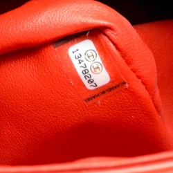 Pre Owned Chanel Coral Quilted Patent Leather Chevron Jumbo Classic Flap Bag