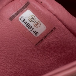 Pre Owned Chanel Peach Pink Quilted Patent Leather Chevron Jumbo Classic Flap Bag