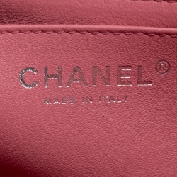 Pre Owned Chanel Peach Pink Quilted Patent Leather Chevron Jumbo Classic Flap Bag