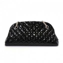 Pre Owned Chanel Black Quilted Patent Leather Just Mademoiselle Bowling Bag