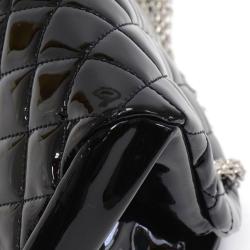 Pre Owned Chanel Black Quilted Patent Leather Just Mademoiselle Bowling Bag