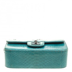 Pre Owned حقيبة شانيل قلاب كلاسيك جلد ثعبان ذهبي/ وردي