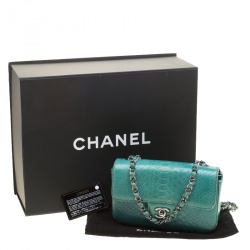 Pre Owned حقيبة شانيل قلاب كلاسيك جلد ثعبان ذهبي/ وردي