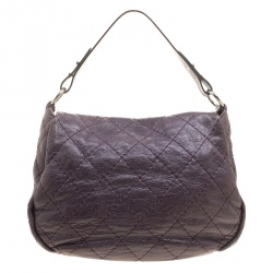 Pre Owned حقيبة كتف شانيل خياطة عريضة جلد بنفسجية