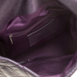 Pre Owned حقيبة كتف شانيل خياطة عريضة جلد بنفسجية