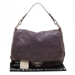 Pre Owned حقيبة كتف شانيل خياطة عريضة جلد بنفسجية