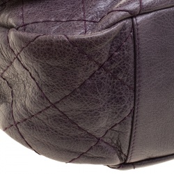 Pre Owned حقيبة كتف شانيل خياطة عريضة جلد بنفسجية