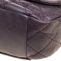Pre Owned حقيبة كتف شانيل خياطة عريضة جلد بنفسجية
