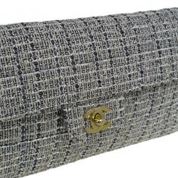 مملوكة مسبقًا Chanel Black Tweed Quilted East West Flap Bag