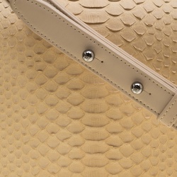 Pre Owned حقيبة شانيل بوي جلد بيج مبطن كبيرة