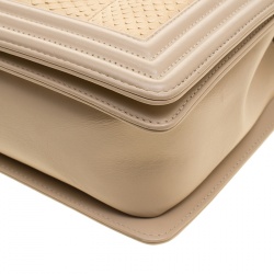 Pre Owned حقيبة شانيل بوي جلد بيج مبطن كبيرة