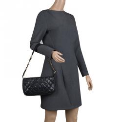 Pre Owned Chanel Black Quilted Caviar Leather CC Shoulder Bag