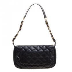 Pre Owned Chanel Black Quilted Caviar Leather CC Shoulder Bag