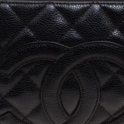 Pre Owned Chanel Black Quilted Caviar Leather CC Shoulder Bag