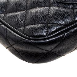 Pre Owned Chanel Black Quilted Caviar Leather CC Shoulder Bag