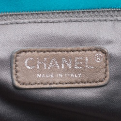 Pre Owned Chanel Turquoise Quilted Bubble Jersey Snake Effect Chain Shoulder Bag