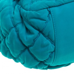 Pre Owned Chanel Turquoise Quilted Bubble Jersey Snake Effect Chain Shoulder Bag