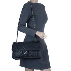 Pre Owned Chanel Black Caviar Jumbo Flap Bag