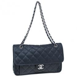 Pre Owned Chanel Black Caviar Jumbo Flap Bag