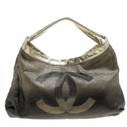 Pre Owned Chanel Gold/Black Leather Hollywood CC Hobo