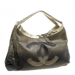 Pre Owned Chanel Gold/Black Leather Hollywood CC Hobo