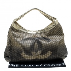 Pre Owned Chanel Gold/Black Leather Hollywood CC Hobo