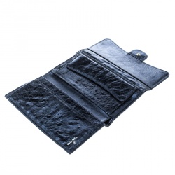 Pre Owned Chanel Metallic Blue Quilted Leather Reissue Trifold Wallet