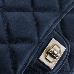 Pre Owned Chanel Metallic Blue Quilted Leather Reissue Trifold Wallet