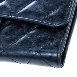 Pre Owned Chanel Metallic Blue Quilted Leather Reissue Trifold Wallet