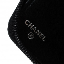 Chanel Black Quilted Patent Leather Embossed Lucky Symbols Zip Around Wallet