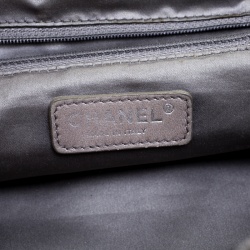 Pre Owned Chanel Grey Drill Perforated Leather Large Classic Flap Accordion Bag