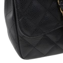 Pre Owned Chanel Black Caviar Leather Jumbo Flap Bag