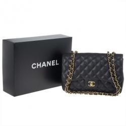 Pre Owned Chanel Black Caviar Leather Jumbo Flap Bag