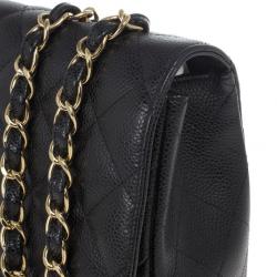 Pre Owned Chanel Black Caviar Leather Jumbo Flap Bag