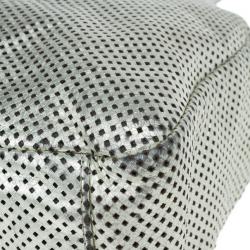 مملوكة مسبقًا Chanel Silver Metallic Leather Perforated Rodeo Drive Grand Shopping Hobo