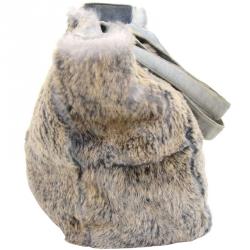 مملوكة مسبقًا حقيبة يد شانيل فينتدج سويدي/ فرو لابين رمادية