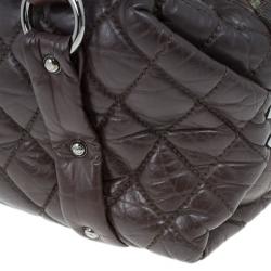 Pre Owned Chanel Brown Lambskin Bubble Quilt Bowler Satchel