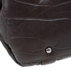 Pre Owned Chanel Brown Lambskin Bubble Quilt Bowler Satchel