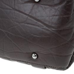 Pre Owned Chanel Brown Lambskin Bubble Quilt Bowler Satchel