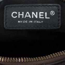 Pre Owned Chanel Brown Lambskin Bubble Quilt Bowler Satchel