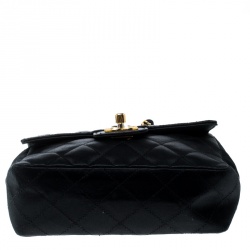Pre Owned Chanel Black Quilted Satin Mini Vintage Classic Single Flap Bag