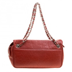 Pre Owned حقيبة كتف شانيل 50s جلد مخرمة حمراء